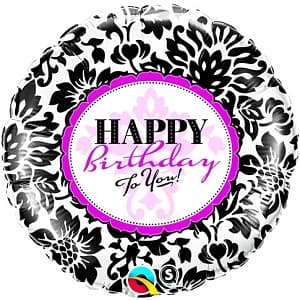 Шар фольга Happy Birthday Дамаск С Днем Рождения с гелием 45см