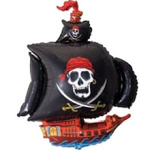 Шар фольга Пиратский корабль на палочке
