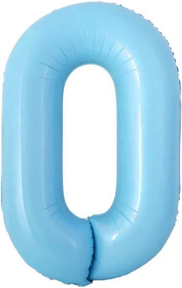 Шар с клапаном (16''/41 см) Мини-цифра, 0, Голубой