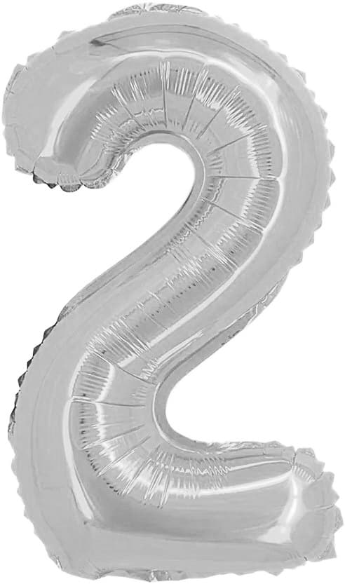 Шар с клапаном (16''/41 см) Мини-цифра, 2, Серебро Шар с клапаном (16''/41 см) Мини-цифра, 2, Серебро