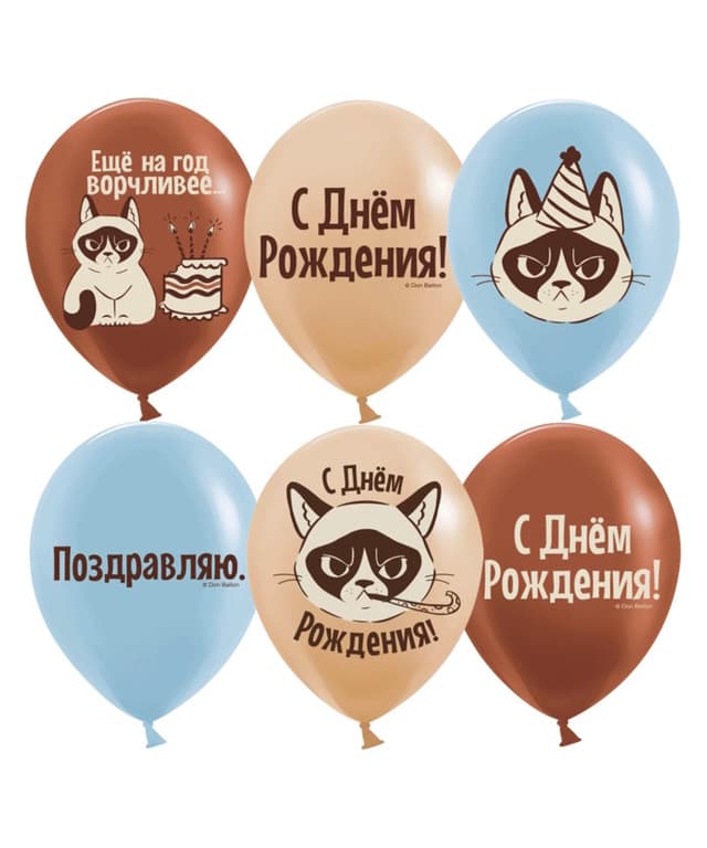 Шар с рис (12''/30 см) С Днем Рождения! (сердитая кошка) Шар с рис (12''/30 см) С Днем Рождения! (сердитая кошка)