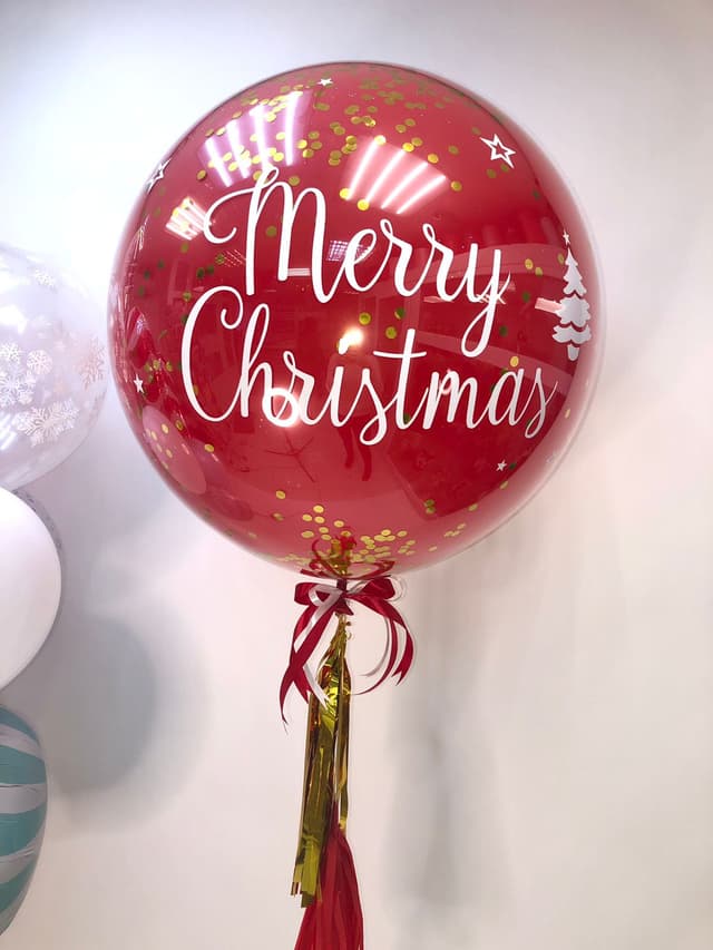 Шар стеклянный красный с круглым конфетти золото (шар в шаре) 60 см Шар стеклянный красный с круглым конфетти золото (шар в шаре) 60 см