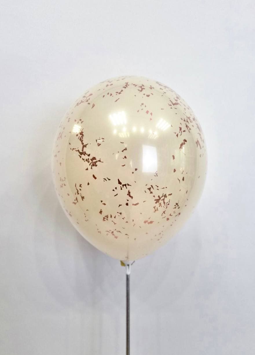 Шар стеклянный (шар в шаре) белый песок с конфетти блестки розовое золото 30 см