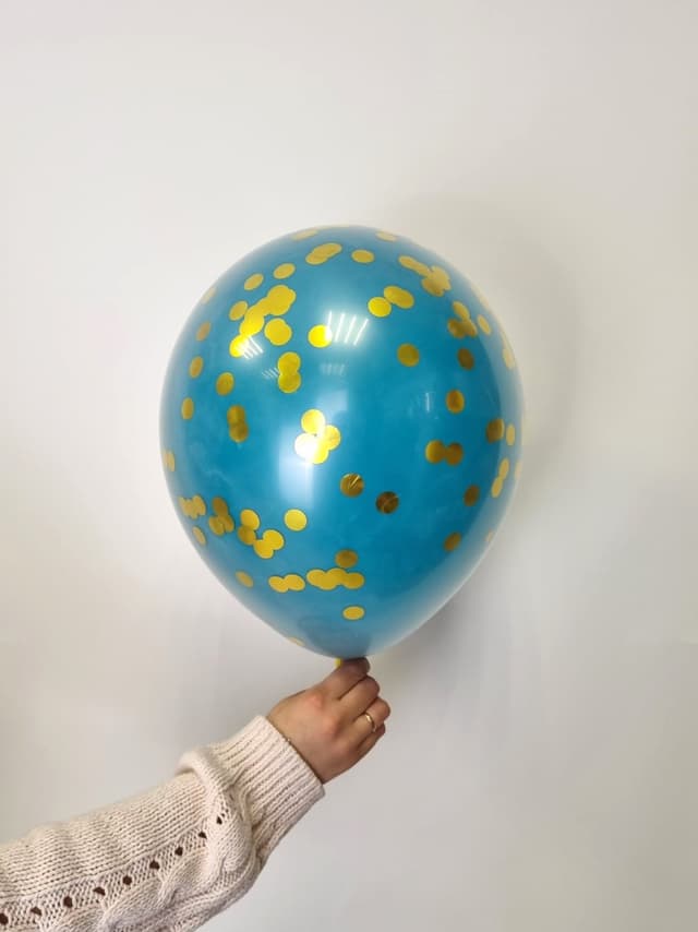 Шар стеклянный (шар в шаре) бирюза с конфетти золото 30 см Шар стеклянный (шар в шаре) бирюза с конфетти золото 30 см