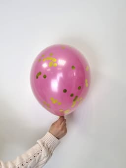 Шар стеклянный (шар в шаре) фуксия с конфетти золото 30 см