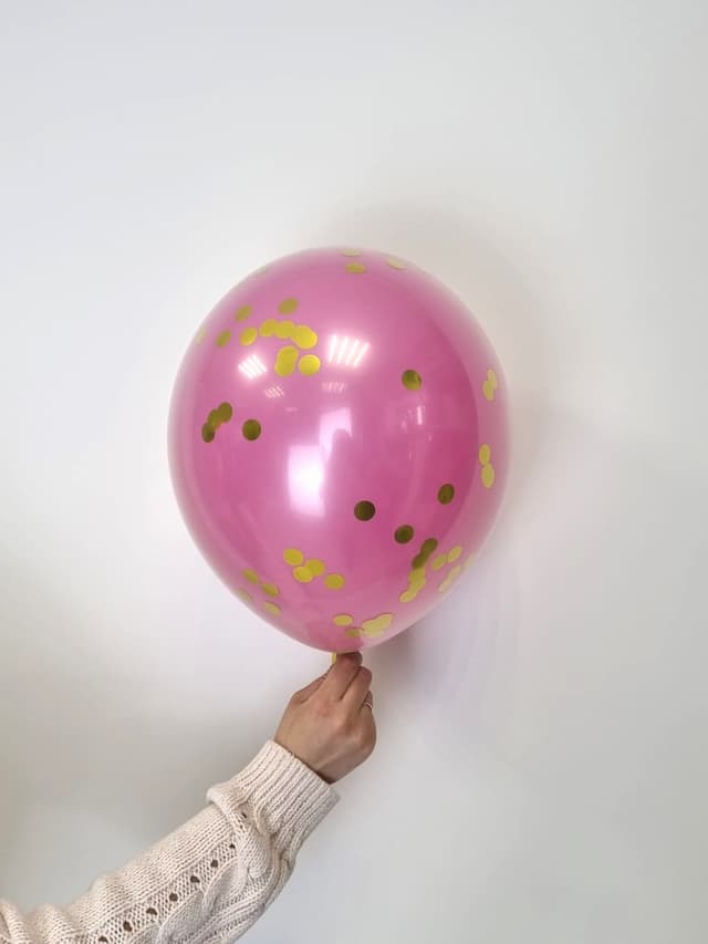 Шар стеклянный (шар в шаре) фуксия с конфетти золото 30 см Шар стеклянный (шар в шаре) фуксия с конфетти золото 30 см