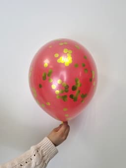 Шар стеклянный (шар в шаре) красный с конфетти золото 30 см