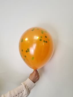 Шар стеклянный (шар в шаре) оранжевый с конфетти золото 30 см