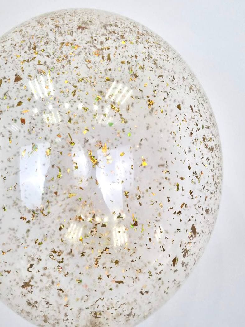 Шарик с конфетти блестки голограф ,фольга (золото)