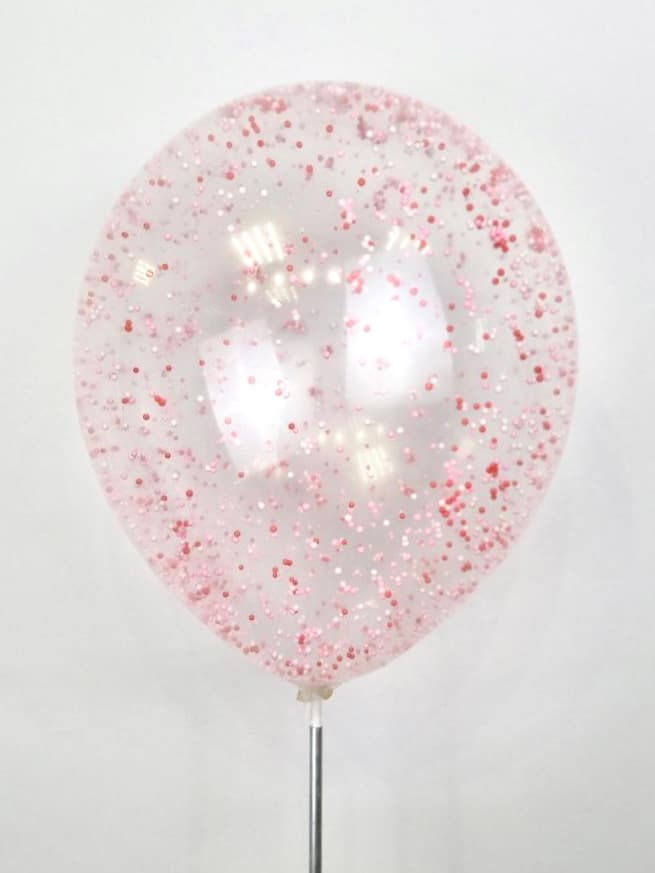 Шарик с конфетти (розовый/ красный пенопласт)
