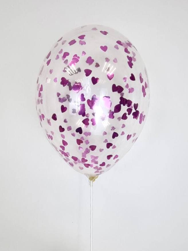 Шарик с конфетти сердца (розовые)