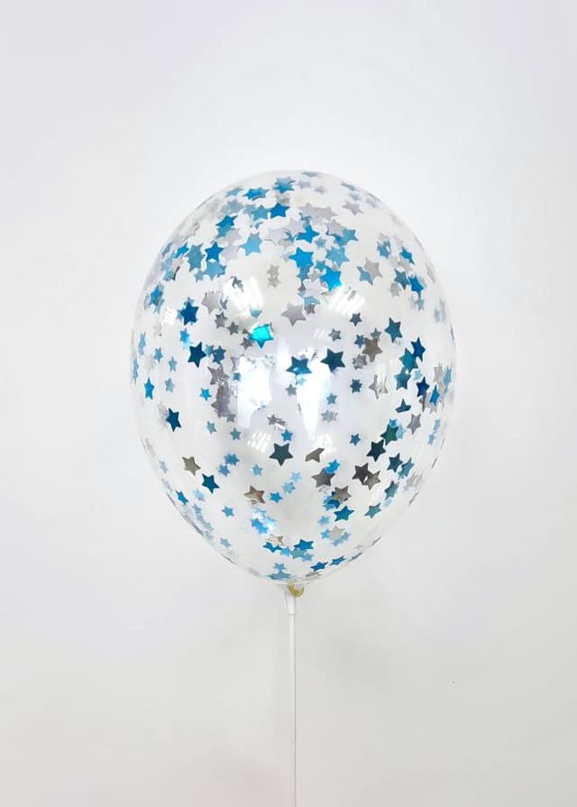 Шарик с конфетти звезды (Голубой микс) Шарик с конфетти звезды (Голубой микс)