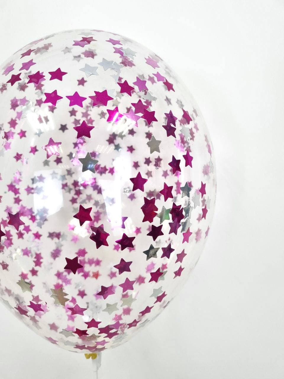 Шарик с конфетти звезды (Розовый микс)