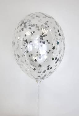 Шарик с конфетти звезды (Серебро)