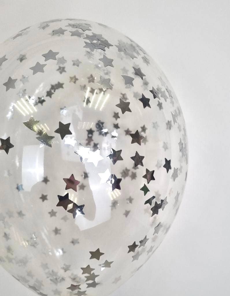 Шарик с конфетти звезды (Серебро)