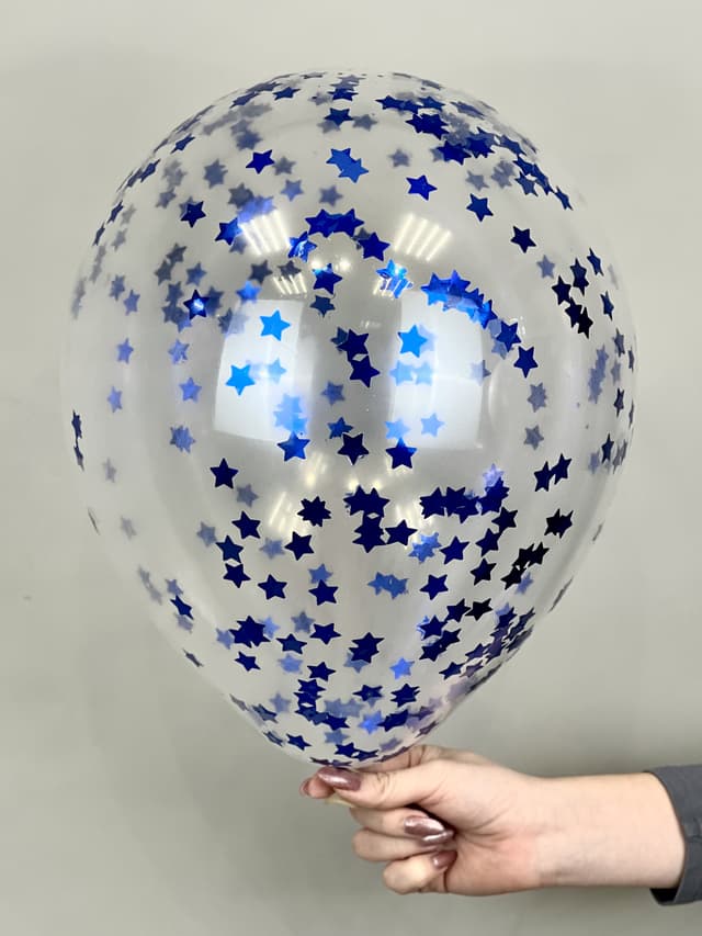 Шарик с конфетти звезды (Синие) Шарик с конфетти звезды (Синие)