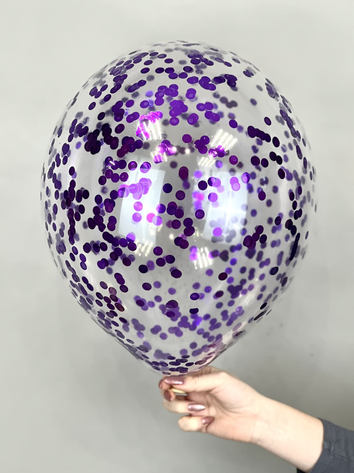 Шарик с круглым конфетти (фиолетовый)