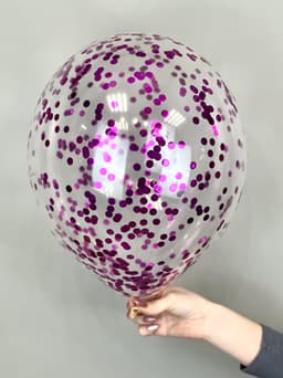 Шарик с круглым конфетти (фуксия)