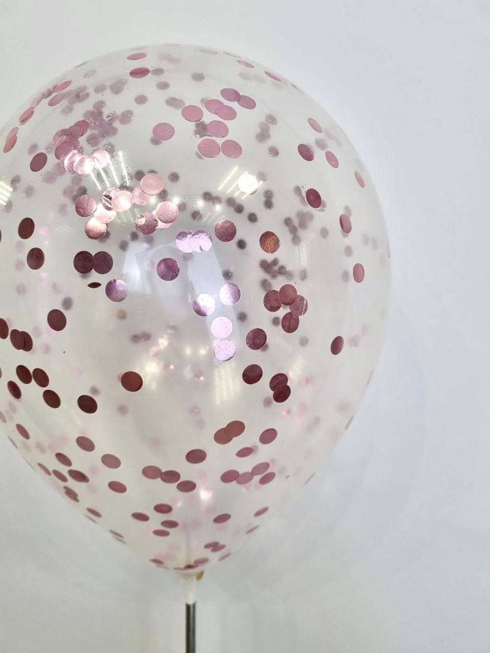 Шарик с круглым конфетти (розовое золото)