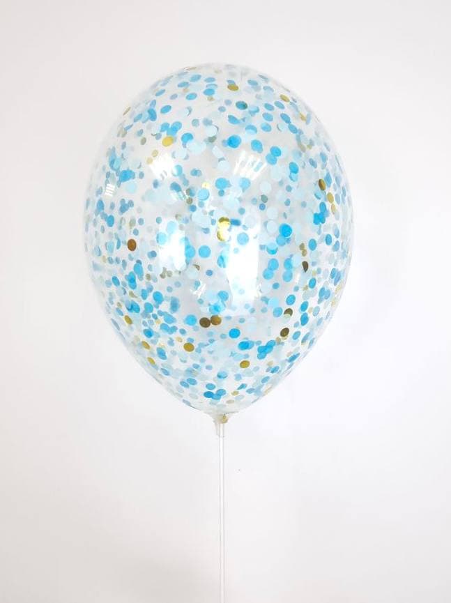 Шарик с круглым конфетти тишью (голубой микс)