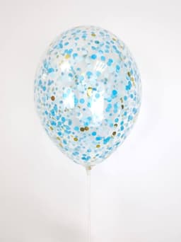 Шарик с круглым конфетти тишью (голубой микс)