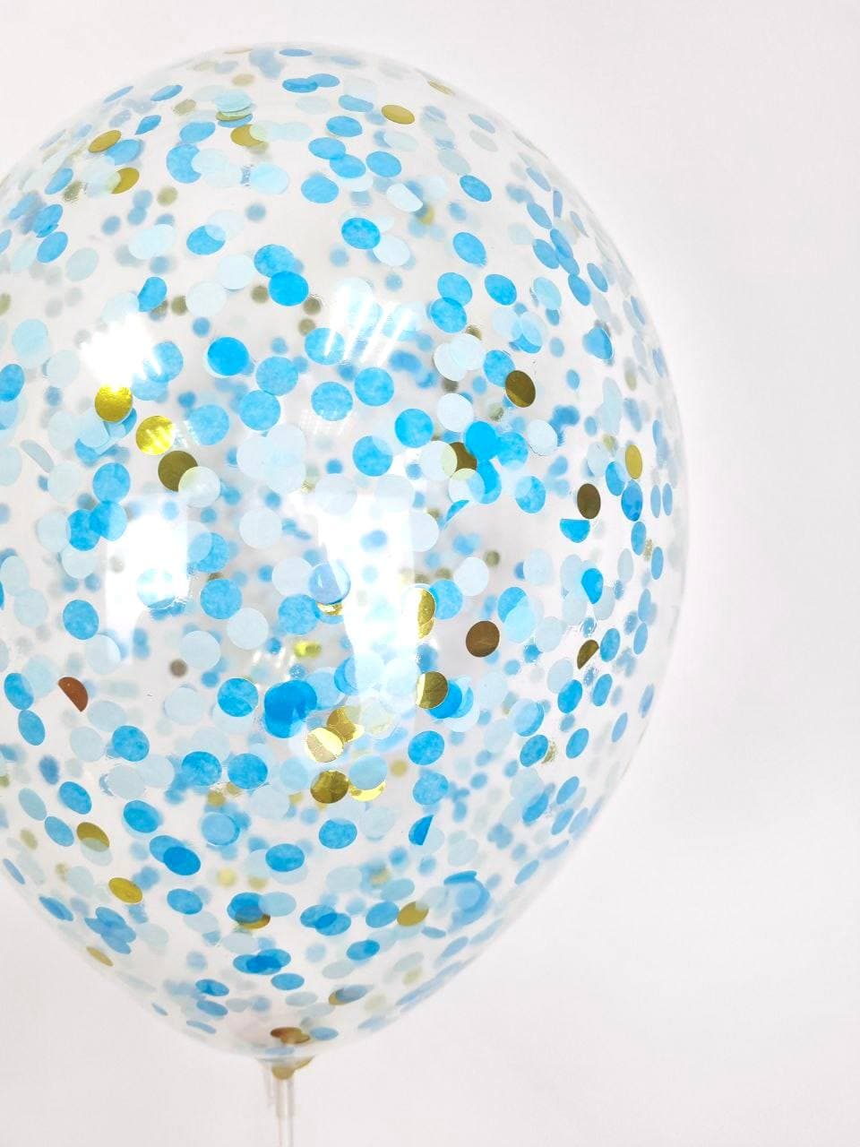 Шарик с круглым конфетти тишью (голубой микс)