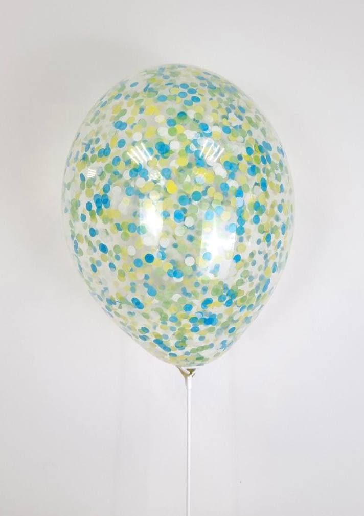 Шарик с круглым конфетти тишью (салатовый микс)