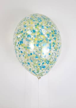 Шарик с круглым конфетти тишью (салатовый микс)