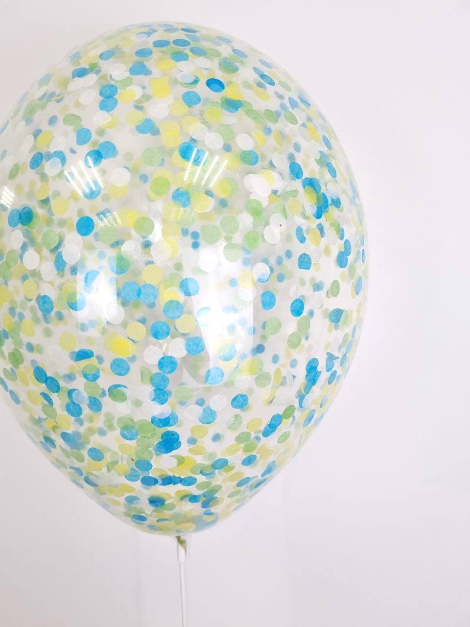 Шарик с круглым конфетти тишью (салатовый микс)