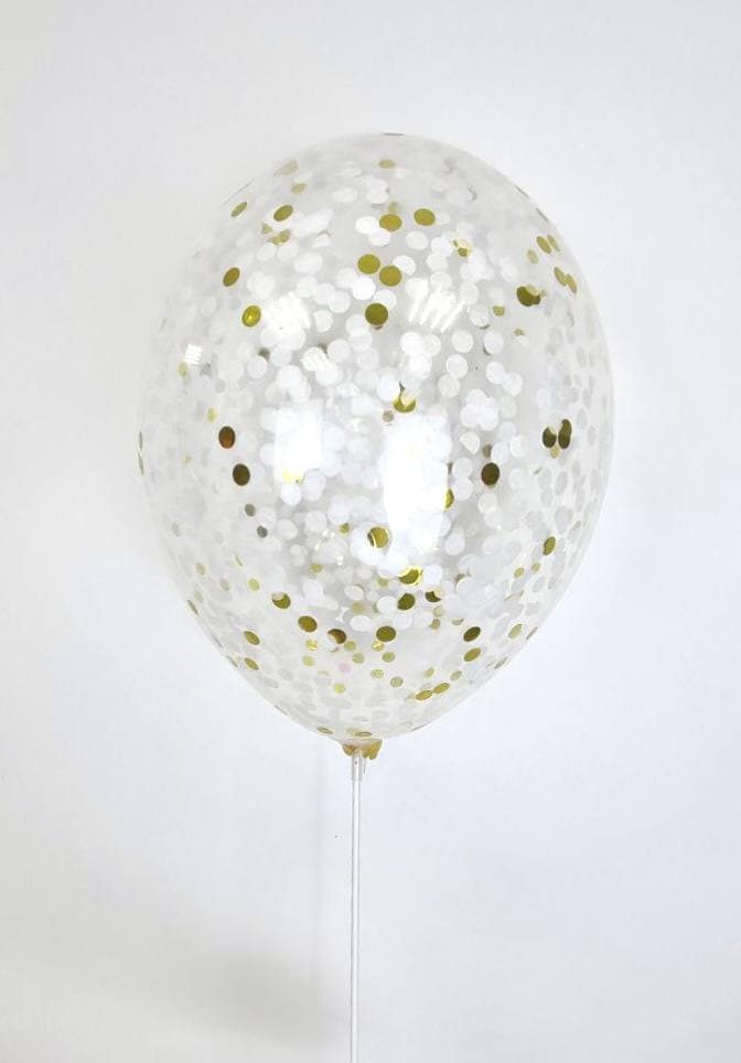 Шарик с круглым конфетти тишью (золотой микс)