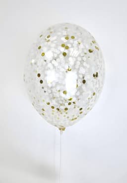 Шарик с круглым конфетти тишью (золотой микс)