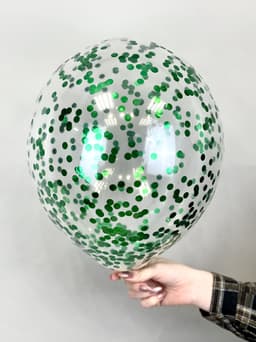 Шарик с круглым конфетти (зеленое)