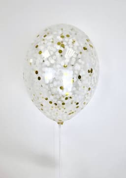 Шарик с круглым конфетти (Золото и белый микс)