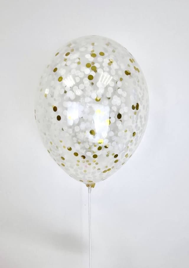 Шарик с круглым конфетти (Золото и белый микс) Шарик с круглым конфетти (Золото и белый микс)
