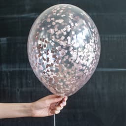 Шарик с квадратным конфетти (розовое золото)