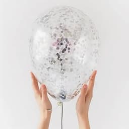 Шарик с квадратным конфетти (серебро)