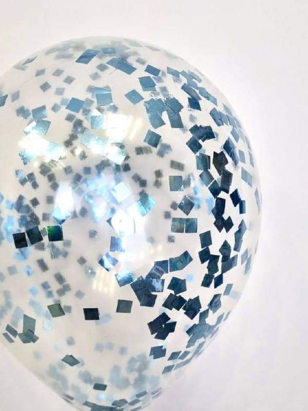 Шарик с квадратными конфетти (голубое)