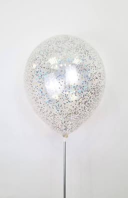 Шарик с шестигранным конфетти (серебро голография)
