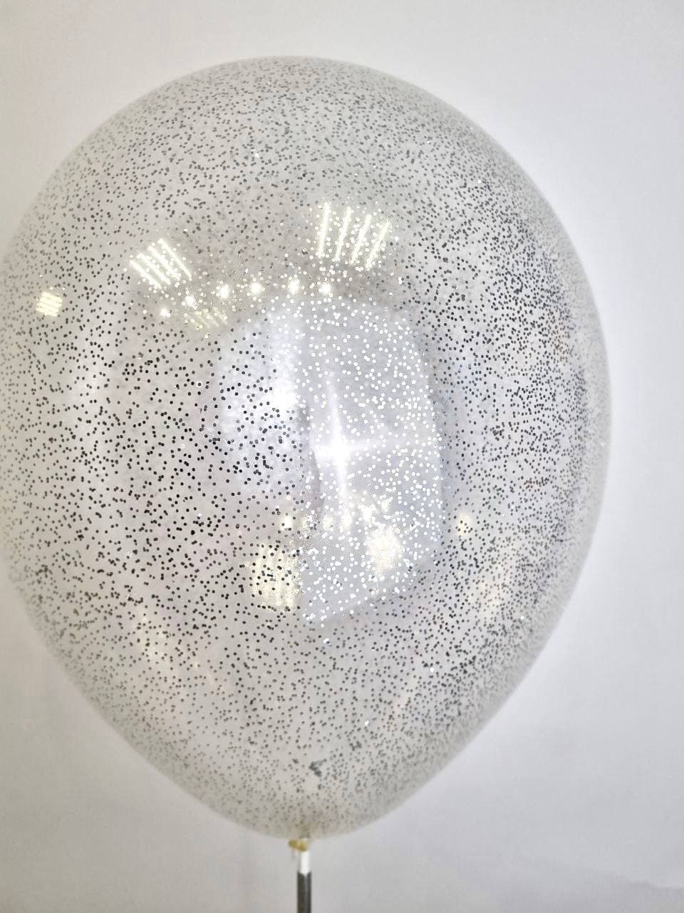 Шарик с шестигранным конфетти (серебро)