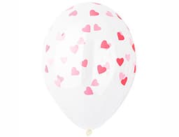 Шелкография кристалл 14" Сердца розовые / 35 см