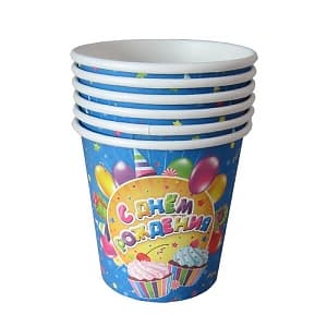 Стакан бум С Днем Рождения Сладости 190мл /6шт Стакан бум С Днем Рождения Сладости 190мл /6шт