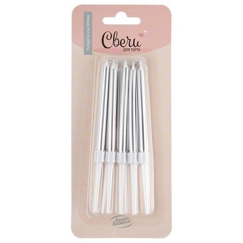 Свеча для торта Серебро Металлик 0,6*8см 10шт. Свеча для торта Серебро Металлик 0,6*8см 10шт.