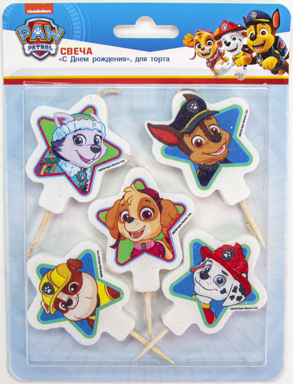 Свеча Фигура, Щенячий Патруль, Дружная команда, 5 см, 5 шт.