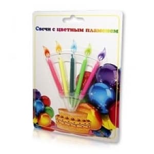 Свеча "С днем рождения" с цветным пламенем 5шт