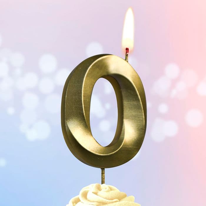 Свеча-цифра "0" Витая золото