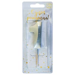 Свеча-цифра "1" Витая серебро