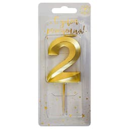 Свеча-цифра "2" Витая золото