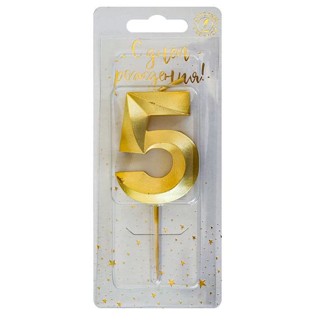 Свеча-цифра "5" Витая золото Свеча-цифра "5" Витая золото