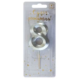 Свеча-цифра "8" Витая серебро