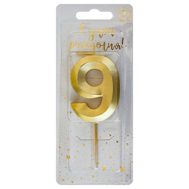 Свеча-цифра "9" Витая золото Свеча-цифра "9" Витая золото